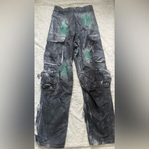Fashion Nova Black and Green Cargo Pants